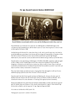 A preview of a PDF biography for Waldon, Ronald Frederick